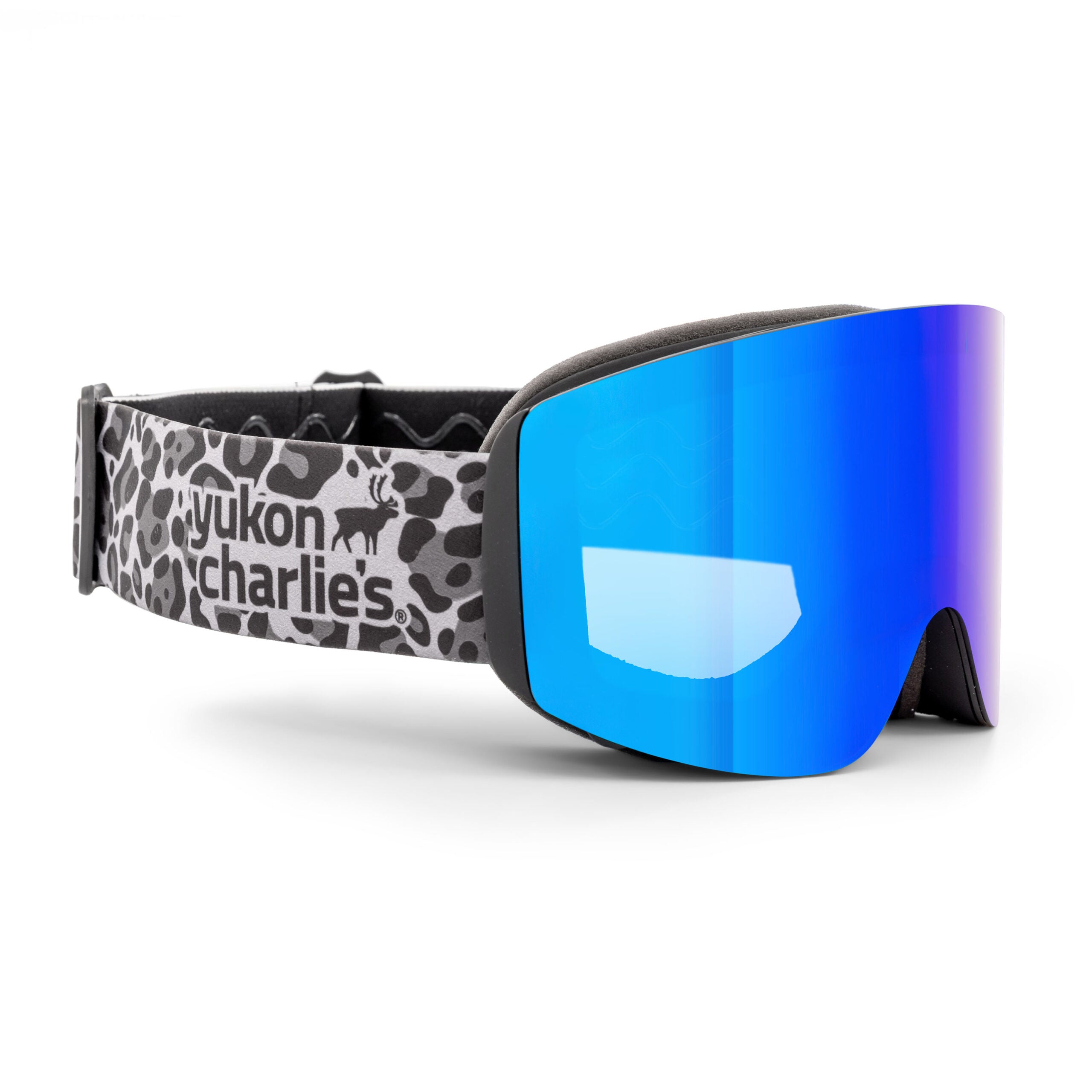 Ropeline adult snow goggles in Snow Leopard strap design