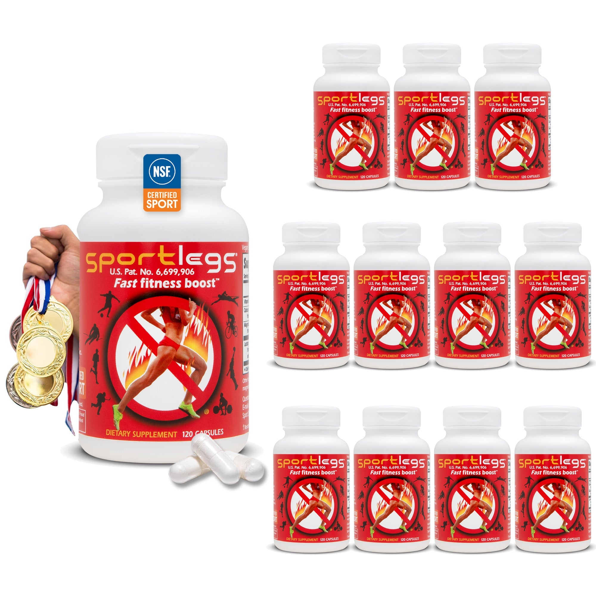 SportLegs Fast Fitness Boost – 120-Cap Bottle (Pack of 12)