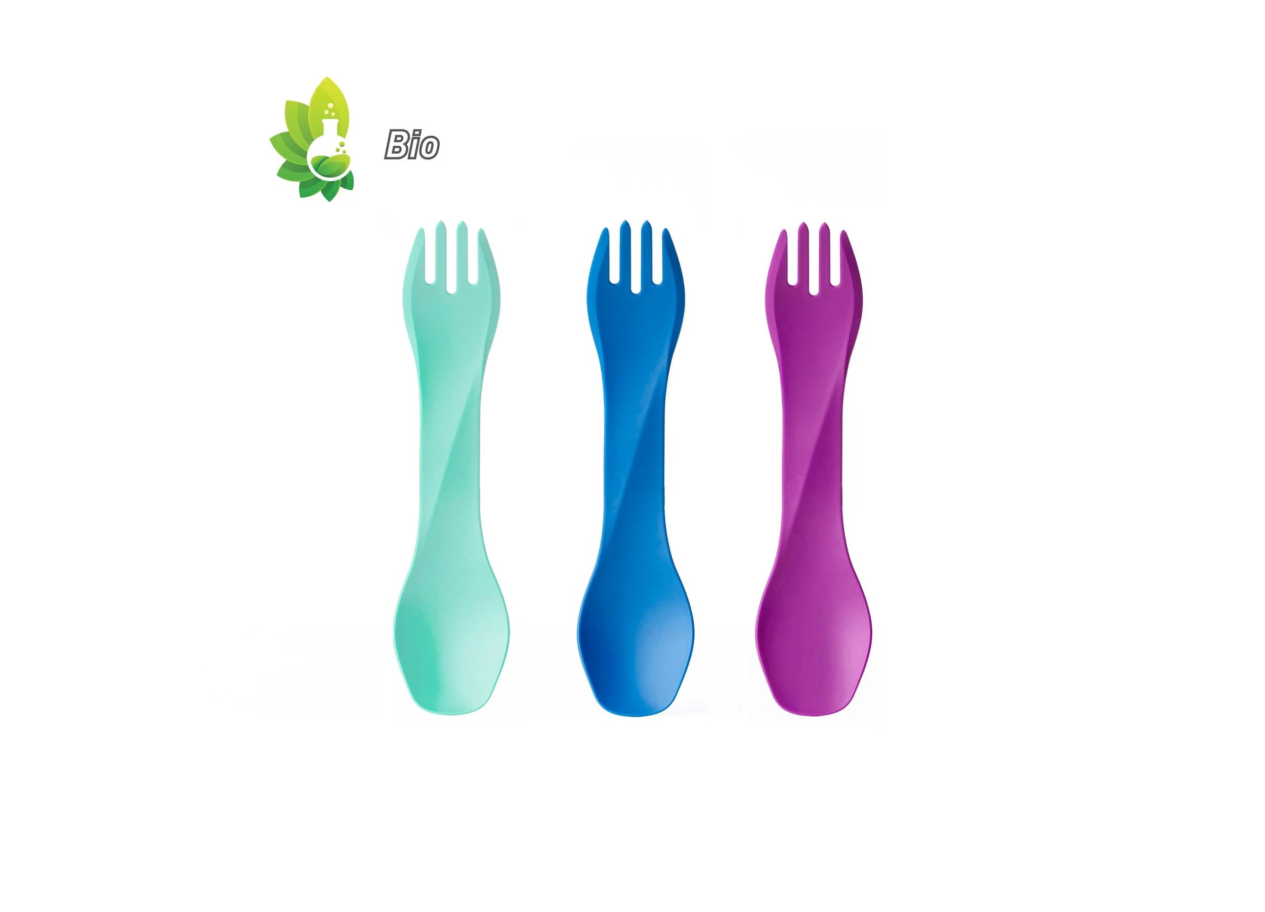 humangear Bio Uno 3-pack mint blue purple utensils